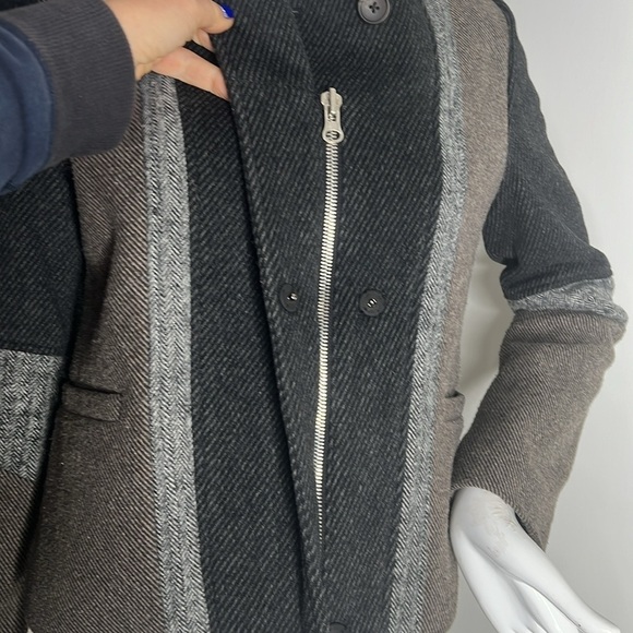 April May Sz S Gray Brown Wool Zip Button Jacket - Picture 7 of 8